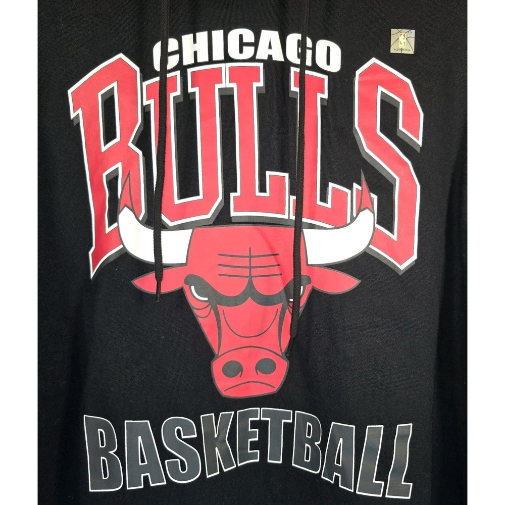 Hybrid Apparel Womens Chicago Bulls Cropped Hoodie Medium Black Long Sleeve NWT